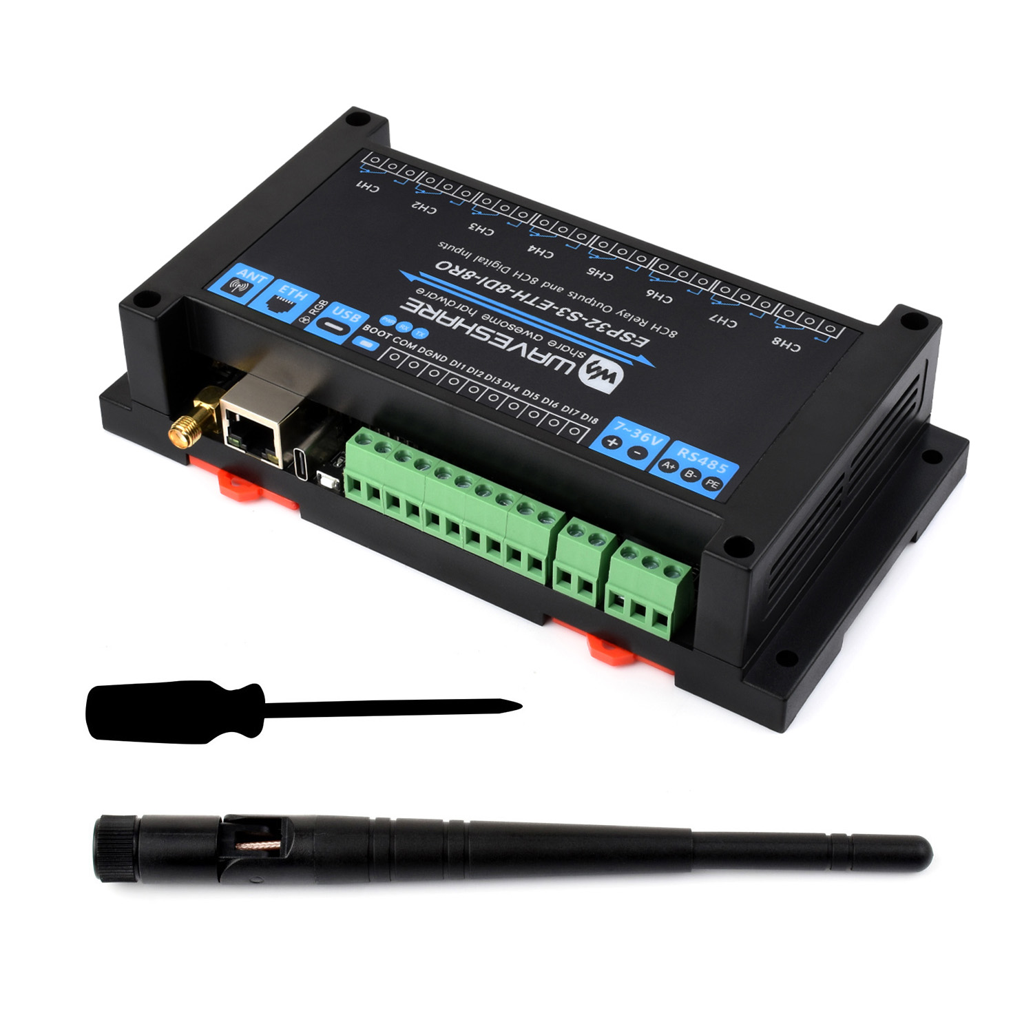 Lolin S3 - Waveshare Industrial 8-Channel ESP32-S3 WiFi Relay