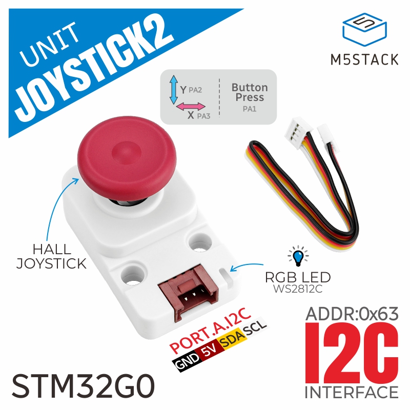 M5Stack - M5Stack Official I2c Joystick 2 Unit(STM32G030)
