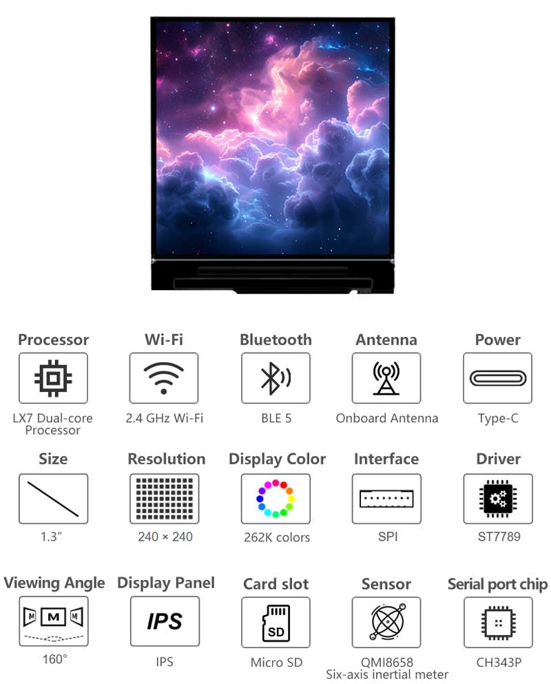 Waveshare ESP32-S3 1.3inch LCD - đánh giá và giá Lolin S3