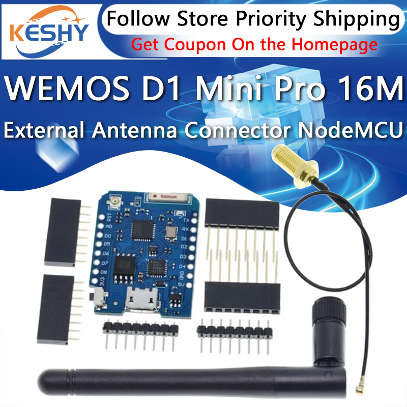 WEMOS D1 Mini Pro 16M Bytes Ex - đánh giá và giá D1 Mini Pro