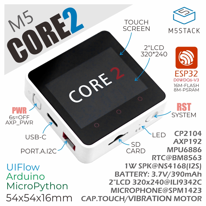 M5Stack Core2 ESP32 IoT Dev Ki - đánh giá và giá M5Stack Core2